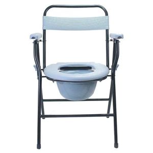 Stainless Steel <b>Folding</b> <b>Commode</b> Chair With Backrest For Elderly And Disabled 150kg Capacity Bathroom Use - Product Image 2