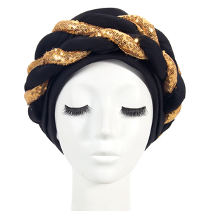 Aso oke – couvre-chef auto gel pour femmes, Turban avec tresses, foulard musulman, Bonnet pour dames, couvre-chef en diamant, Turban Mujer, dernière collection - Product Image 2