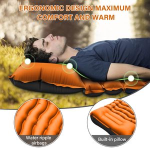 Bomba inflable de Tpu ultraligera compacta, resistente al agua, alfombrilla de dormir de nailon integrada para pies, colchoneta de aire para acampar, colchón, cama de aire - Product Image 4