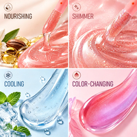 Huile à lèvres en vrac à changement de couleur pH, activée par la température, teinte rose personnalisée, hydratante, enrichie en vitamine E et beurre de karité, brillant à lèvres OEM
