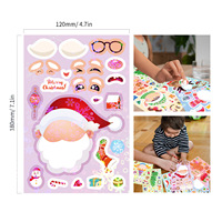 Autocollants en carton DIY pour enfants, 8 pièces, Père Noël, Élan, à changement de visage, holographiques laser, en plastique, mignons, pour jouets et produits