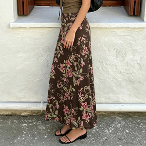 Nouvelle jupe midi en maille droite, imprimé floral vintage chinois, légère et luxueuse, polyvalente, élégante, flatteuse, tendance et décontractée - Product Image 5