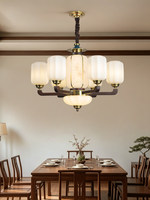 Lustre en bois et verre sur mesure, style chinois moderne, luminaire de plafond pour salle à manger, décoration d'hôtel