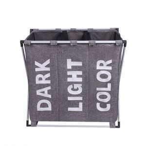 Panier à linge Amzn à 3 niveaux avec cadre en aluminium, sac à linge sale durable pour salle de bain, chambre à coucher, maison - Product Image 3