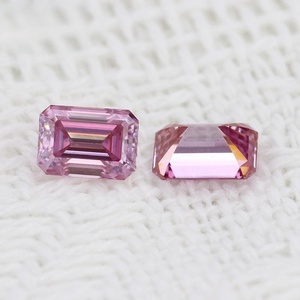 Moissanita Rosa Rectangular Tallada en Esmeralda, Creada en Laboratorio, con Bordes Biselados, Piedra Central Suelta para Anillo, Certificada por CAL, para Fabricación de Anillos - Product Image 3