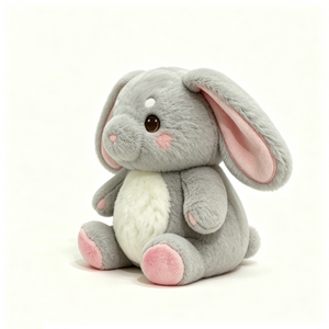 Peluche de lapin gris à oreilles tombantes personnalisée, animal en peluche de lapin souple, peluche de lapin gris kawaii, jouet en peluche de lapin à oreilles tombantes - Product Image 4