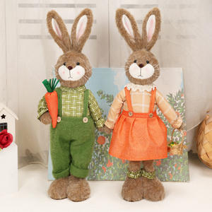 Conejito de Pascua de Patas Largas, Estirable, Vestido, Muñecos de Conejo a Cuadros, Adorno Decorativo para Fiestas de Pascua en Casa - Product Image 2