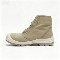 Bottes de sécurité anti-coupure en toile recyclée avec embout en acier et semelle intermédiaire anti-perforation pour hommes – Noir Kaki