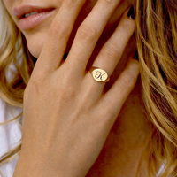 Personalisierter Initialen-Siegelring, individuell graviert, 13 mm, Logo-Buchstabenring für Damen und Herren, Modeschmuck, Geschenke
