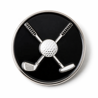 Marqueur de balle de golf 2D en émail, clip de chapeau en métal, aimant, accessoires de golf, cadeau, drapeau de trou, clubs croisés, tee, marqueur de balle en métal personnalisé OEM