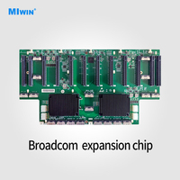 Papan Ekspansi Antarmuka MCIO X8 MIWIN OEM GPU Base Plate Broadcom 89104 12 Slot PCIE 5.0 Switch Papan Ekspansi GPU