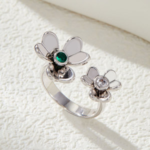 Flower Open <b>Ring</b> <b>Adjustable</b> Index Finger <b>Ring</b> Prong Setting Gift Jewelry - Product Image 1