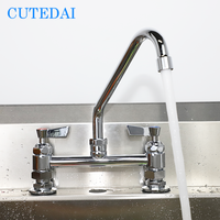 Centre réglable 196-212mm montage sur pont 2 trous cuisine mitigeur évier robinet pour évier à main pour évier de bar avec bec de 8 pouces