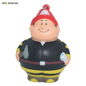 Unisex PU Foam Fireman Bert Shape Keychain Promotional Anti-Stress Anxiety Reducing Toy With Custom Logo Printing - Product Image 4