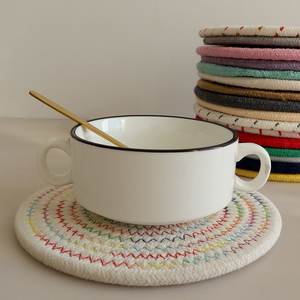 Salvamanteles redondo de algodón de estilo nórdico, aislante del calor, para sala de estar, dormitorio, comedor - Product Image 4