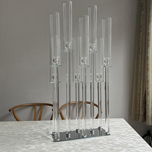 LANJO Chandelier de luxe en métal et acrylique à longue tige, porte-bougie en cristal, centre de table de mariage - Product Image 6