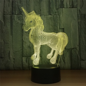 1 lampe LED <span class=keywords><strong>3D</strong></span> à couleur changeante en forme de <span class=keywords><strong>licorne</strong></span>, lumière changeante entre 7 couleurs, luminaire décoratif d'intérieur, Usb, 5v - Product Image 3