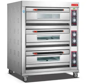 Grosir baking oven 3d-Pabrik Harga Diskon Murah Oven Roti Gas, Peralatan Panggang Roti Komersial Gas 1 2 3 Deck Pizza Membuat Oven
