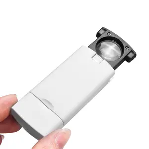 Mini LED Microscope de poche Portable, lentille 20x 45x double objectif Portable, loupe 20x lampe loupe x20