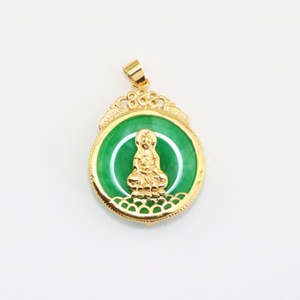 YL0078 จี้หยกเขียวทรงกล<span class=keywords><strong>ม</strong></span>แบบจีน ชุบทอง 18K ทำจากทองเหลือง ประดับหยก <span class=keywords><strong>กวน</strong></span><span class=keywords><strong>อิ</strong></span><span class=keywords><strong>ม</strong></span> พระพุทธรูป เครื่องรางนำโชคสำหรับผู้ชายและ<span class=keywords><strong>ผู้หญิง</strong></span> - Product Image 3