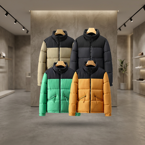Veste d'hiver pour homme, coupe-vent, en duvet, avec col montant et fermeture éclair, color-block - Product Image 4
