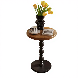 Table basse d'angle rétro <span class=keywords><strong>française</strong></span> en bois massif mobile pour salon, table d'appoint de canapé - Product Image 1