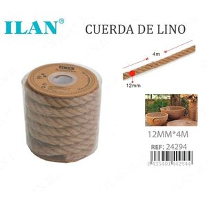 Corda di lino ILAN 12mm x 4m, corda intrecciata naturale per artigianato e decorazioni - Product Image 1