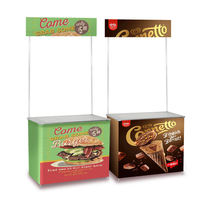 Comptoir de promotion publicitaire portable en aluminium et plastique PP, pliable, de forme incurvée, avec logo personnalisé pour salon professionnel