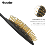 Brosse à cheveux ovale en ABS avec logo personnalisé, massage du cuir chevelu, finition mate douce, brosse à cheveux en métal plaqué or, trois couleurs