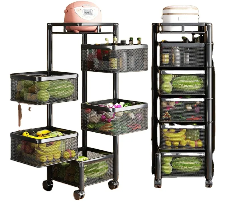 5 Tier đa lớp lưu trữ Giá kim loại mạnh mẽ giỏ trái cây phụ kiện nhà bếp lưu trữ chủ sở hữu & kệ nhà bếp Kệ carton lron