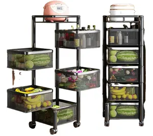 Support de rangement multicouche à 5 niveaux en métal panier de fruits robuste accessoires de cuisine supports de stockage et étagères étagère de cuisine Carton lron