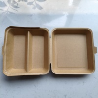 Boîtes à bento en papier kraft à 2 sections avec couvercle auto-scellant, personnalisables, jetables, pour emballage de salades à emporter