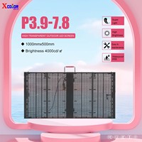 Уличный прозрачный полноцветный LED-дисплей P3.91-7.81, корпус 1000x1000 мм, 5500 нит, IP65, водонепроницаемый, читаемый при солнечном свете, двойной LED-экран