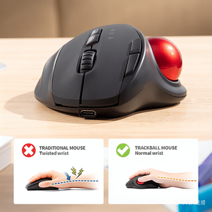 Souris Trackball sans fil à commande par le pouce, souris sans fil au design spécial, charge Type-C, souris sans fil - Product Image 6