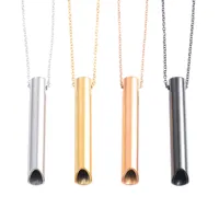 Collier de méditation anti-stress en acier inoxydable, pendentif sifflet d'inspiration pour la respiration et la pleine conscience, avec chaîne, bijou rituel de yoga