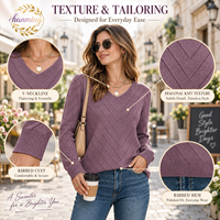 Pulls pour femmes, col en V, tricot décontracté, manches longues, hauts légers, vêtements pull-over, tenues de mode automne 2026