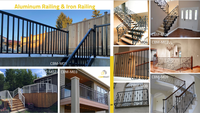 CBMmart Villa Garde-corps d'escalier vertical en aluminium et acier inoxydable avec installation DIY