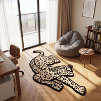 Tapis touffeté personnalisé imprimé léopard, forme animale vintage, doux et antidérapant, pour chambre et salon (vente en gros)