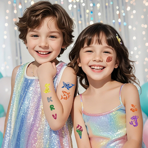 Nuovi stili di <span class=keywords><strong>tatuaggi</strong></span> temporanei con Glitter multicolore creativi per la pittura del corpo per bambini Set di adesivi regalo in carta - Product Image 3