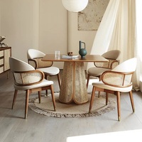 Ensemble de tables et chaises rondes en bois massif pour salle à manger, chaise de salle à manger moderne de luxe, 4 ensembles, table basse, usage traditionnel pour hôtel