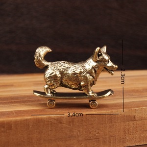 1 Buah Patung Zodiak Anjing Kecil Papan Geser Perunggu Lucu Hadiah Dekorasi Mini Kerajinan Ornamen Anjing Kecil - Product Image 2