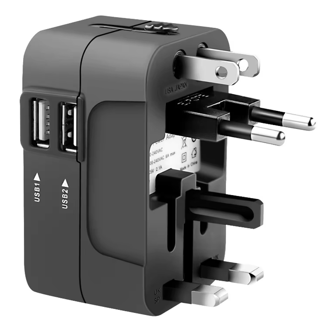 Universal Travel Plug Adapter 2 USB Ports QC4.0/PD Fast Charging PC Fireproof Material for AU/US/UK/EU Converters New