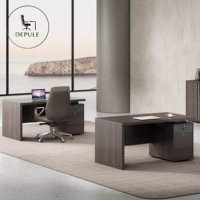 Bureau de direction en bois de luxe avec armoire latérale, personnalisable, pour patron d'entreprise – Meubles de bureau tout-en-un – Offre spéciale