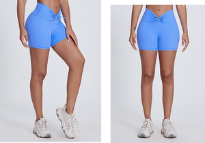 Short <span class=keywords><strong>de</strong></span> sport taille haute pour femme Séchage rapide Frenulum Serré Pêche Fesses Abdominal Hanche Lifting Solide Logo Personnalisable - Product Image 6