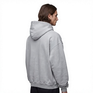 Sweat-shirt à capuche surdimensionné gris clair pour homme, en coton molletonné, décontracté, pull-over, streetwear d'automne - Product Image 2