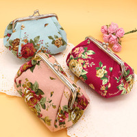 Dompet grosir pengait cantik lucu dompet kecil kanvas Vintage dompet koin antik gesper bunga