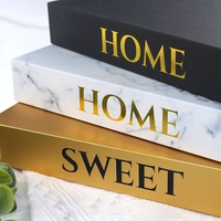 Caja Decorativa para Mesa de Centro con Diseño de Libro Falso, Encuadernación Cosida, Papel Decorativo, Cartón, Decoración Moderna para el Hogar