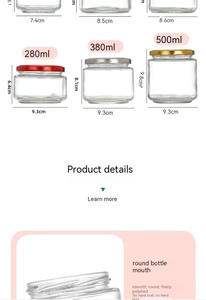 Frascos de vidrio transparente personalizados de 350ml con tapas TW negras, mantequilla de maní vacíos para contenedores de almacenamiento, salsa de tomate y chile picante - Product Image 4