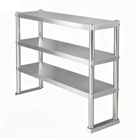 Étagère à trois niveaux en acier inoxydable pour cuisine commerciale, support mural triple pour station de préparation de restaurant