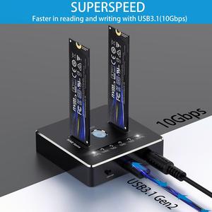 FIDECO Dual-Bay USB-C 3.1 <span class=keywords><strong>M</strong></span>.<span class=keywords><strong>2</strong></span> SSD NVMe Gen <span class=keywords><strong>2</strong></span> Dock PCIe NVMe zu USB Adapter mit Offline-Klonfunktion - Product Image 4